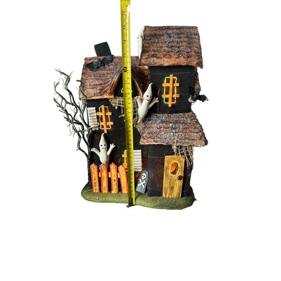 Vintage Department 56 Fiber Optic Haunted House Ghost Bats Lights Up Working - Picture 2 of 12